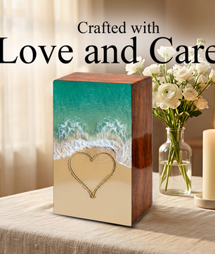 Heart Beach Themed Urn – Ocean Decorative Keepsake Urns for Adults