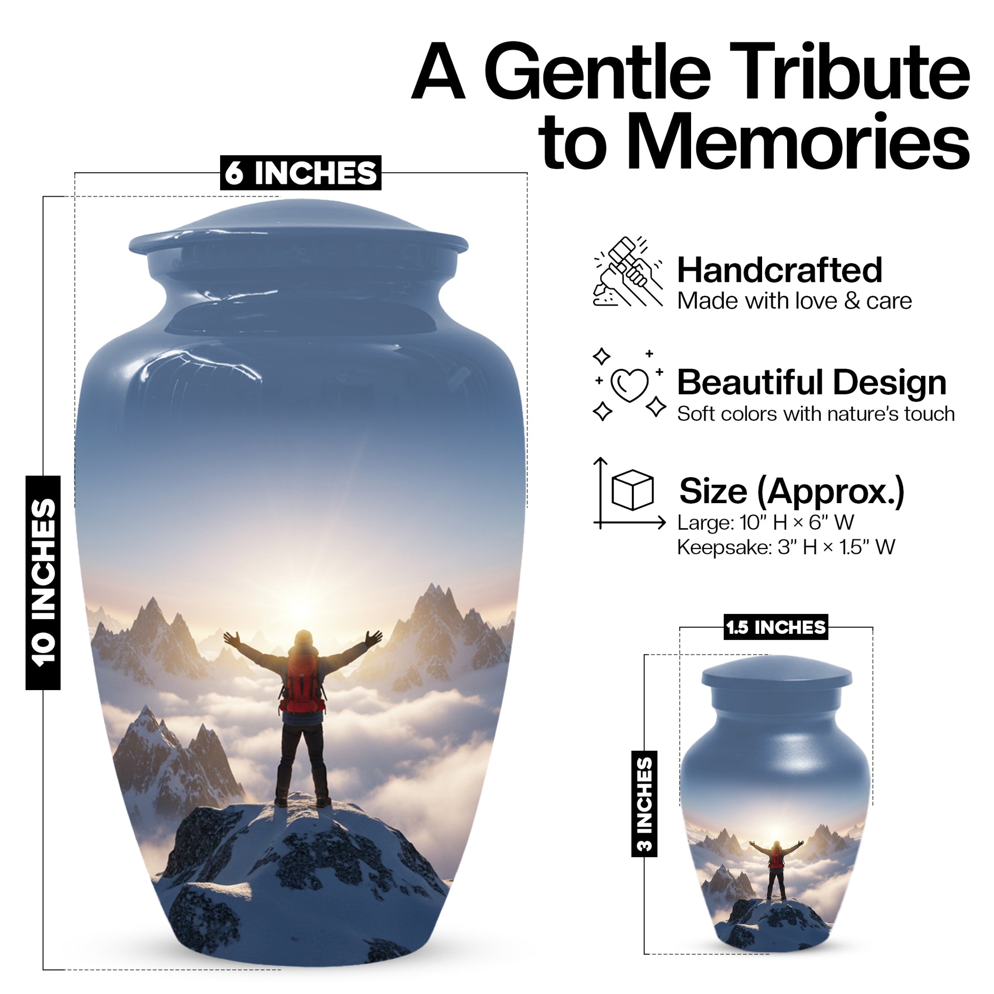 Mountain Adventure Adult Urn for Human Ashes | Personalized Adult Cremation Urn