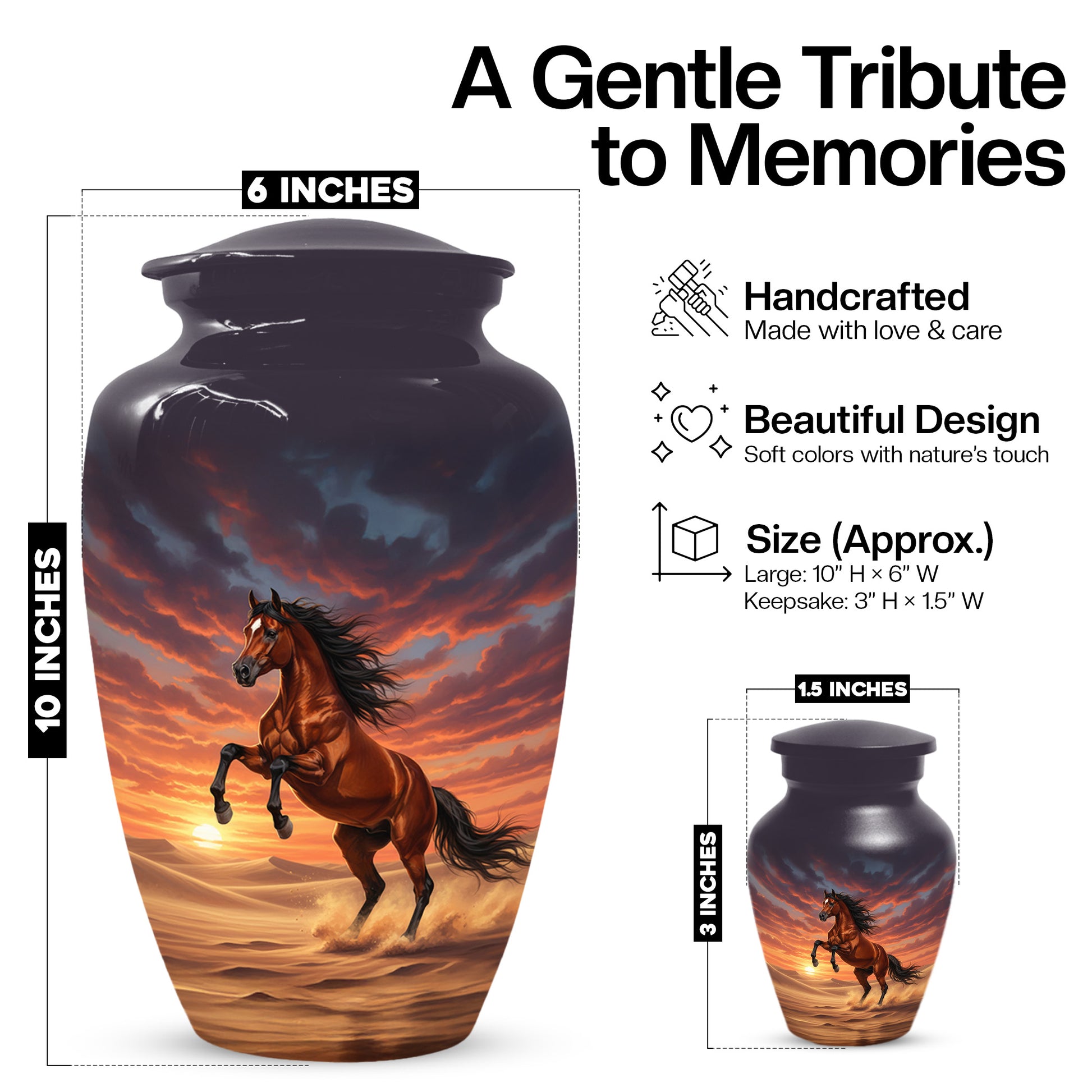 Horse Urn for Adult Ashes | Beautiful Horse-Themed Adult Cremation Urn