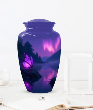 Purple Butterfly Purple Urn for Human Ashes | Elegant Purple Butterfly Cremation Urn for Adult Ashes