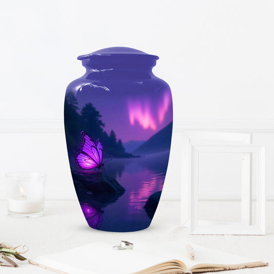 Purple Butterfly Purple Urn for Human Ashes | Elegant Purple Butterfly Cremation Urn for Adult Ashes