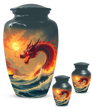 Sea Dragon Urn for Human Ashes | Adult Cremation Urn | Ocean Dragon Memorial Funeral Urn