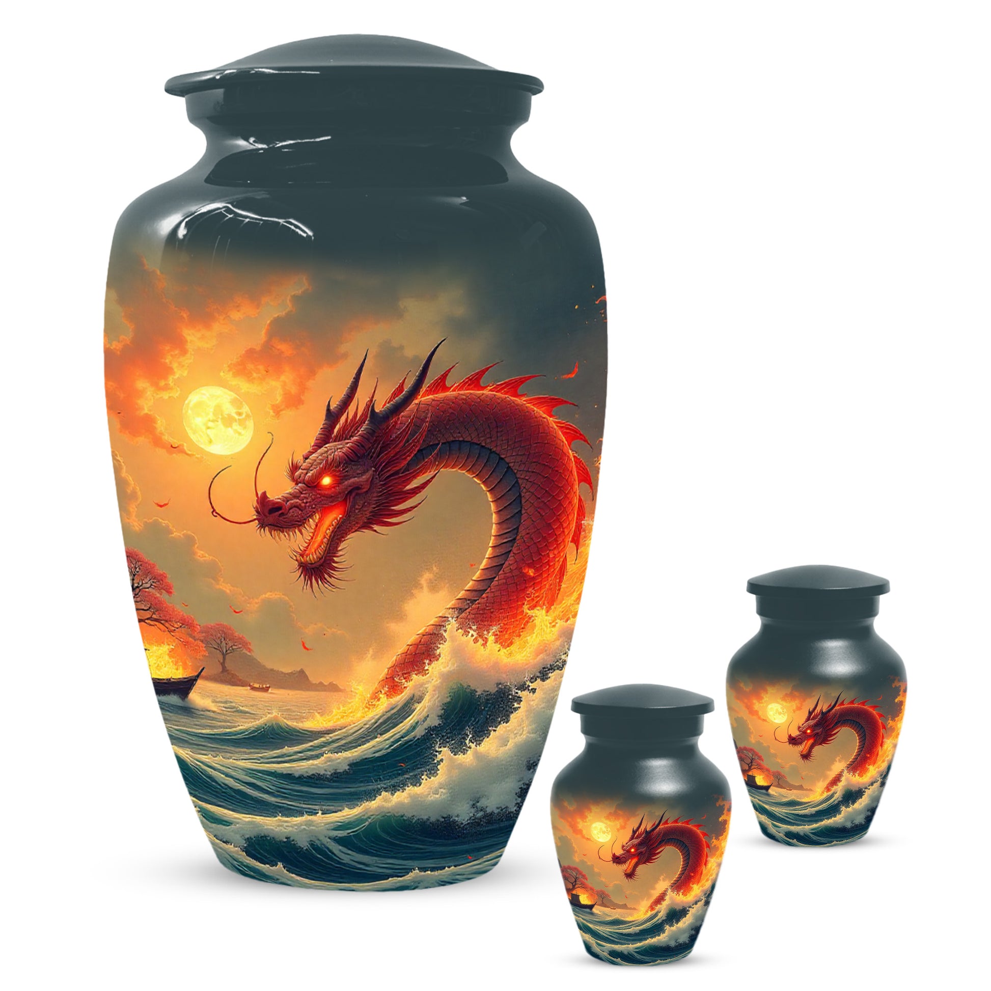 Sea Dragon Urn for Human Ashes | Adult Cremation Urn | Ocean Dragon Memorial Funeral Urn