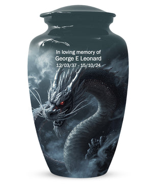 Black Dragon Urn for Human Ashes | Adult Cremation Urn | Mystical Dragon Memorial Funeral Urn