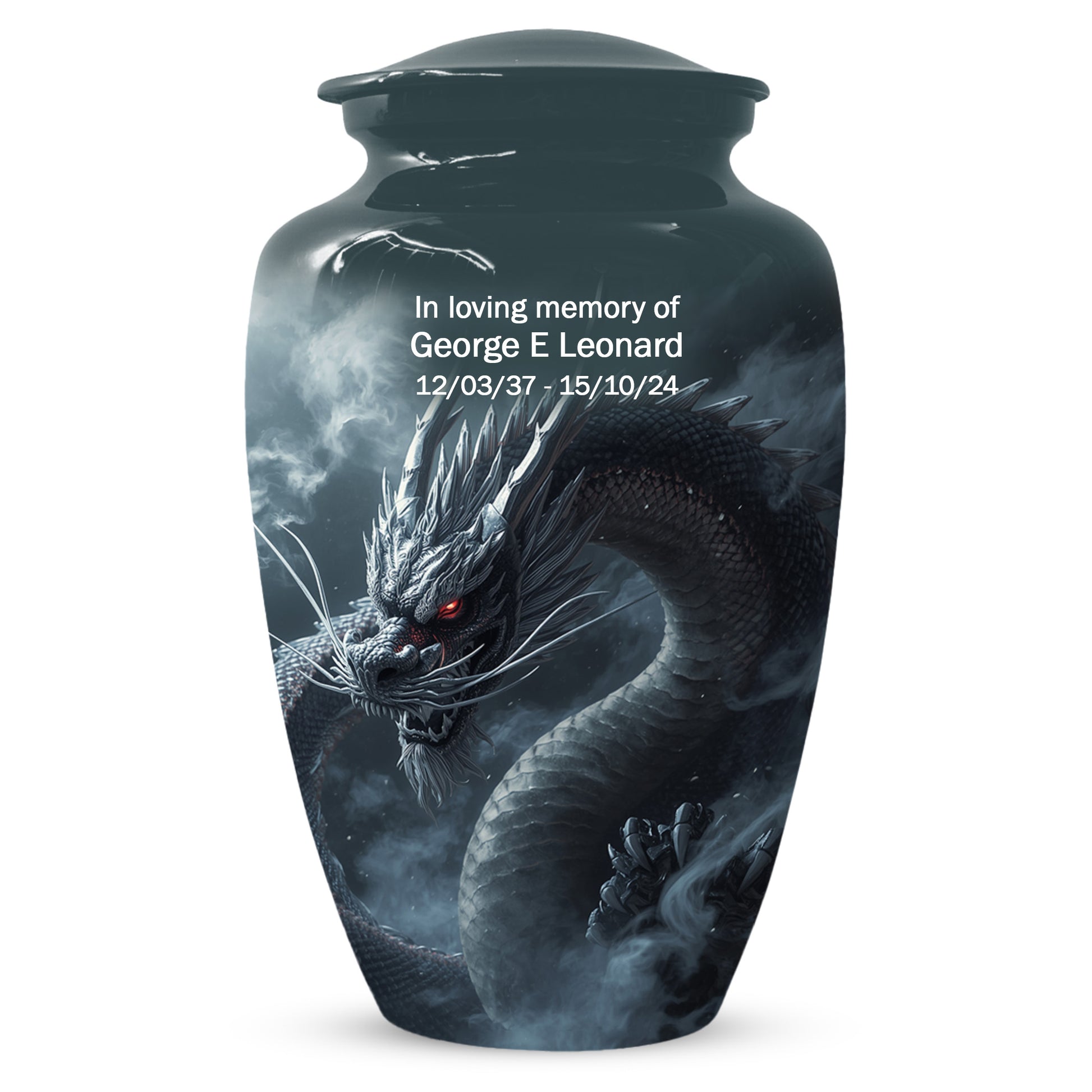 Black Dragon Urn for Human Ashes | Adult Cremation Urn | Mystical Dragon Memorial Funeral Urn