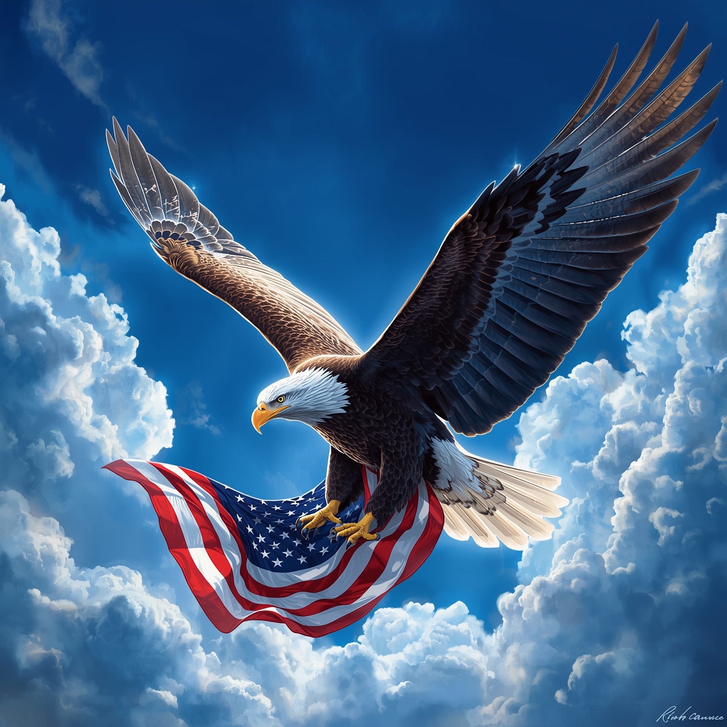 Flying Patriotic Eagle Urn for Human Ashes | American Eagle Adult Cremation Urn