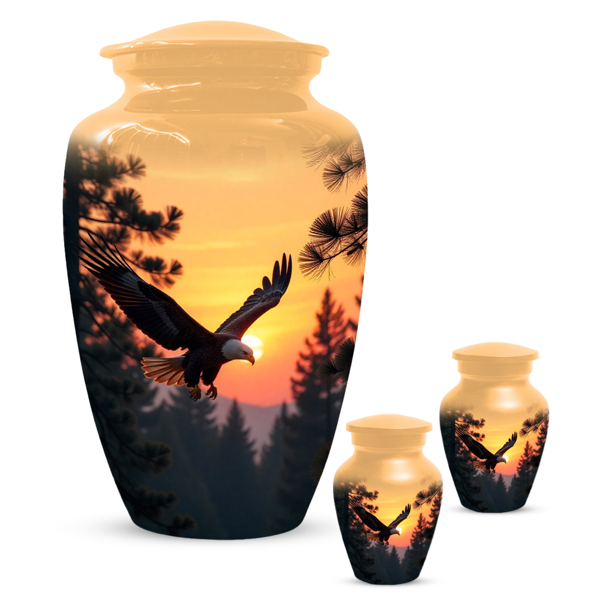 Majestic Eagle Sunset Adult Urn for Human Ashes | Scenic Eagle Adult Cremation Urn Memorial