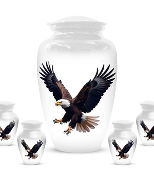 White Eagle Urn for Human Ashes | Elegant White Eagle Adult Cremation Urn Memorial