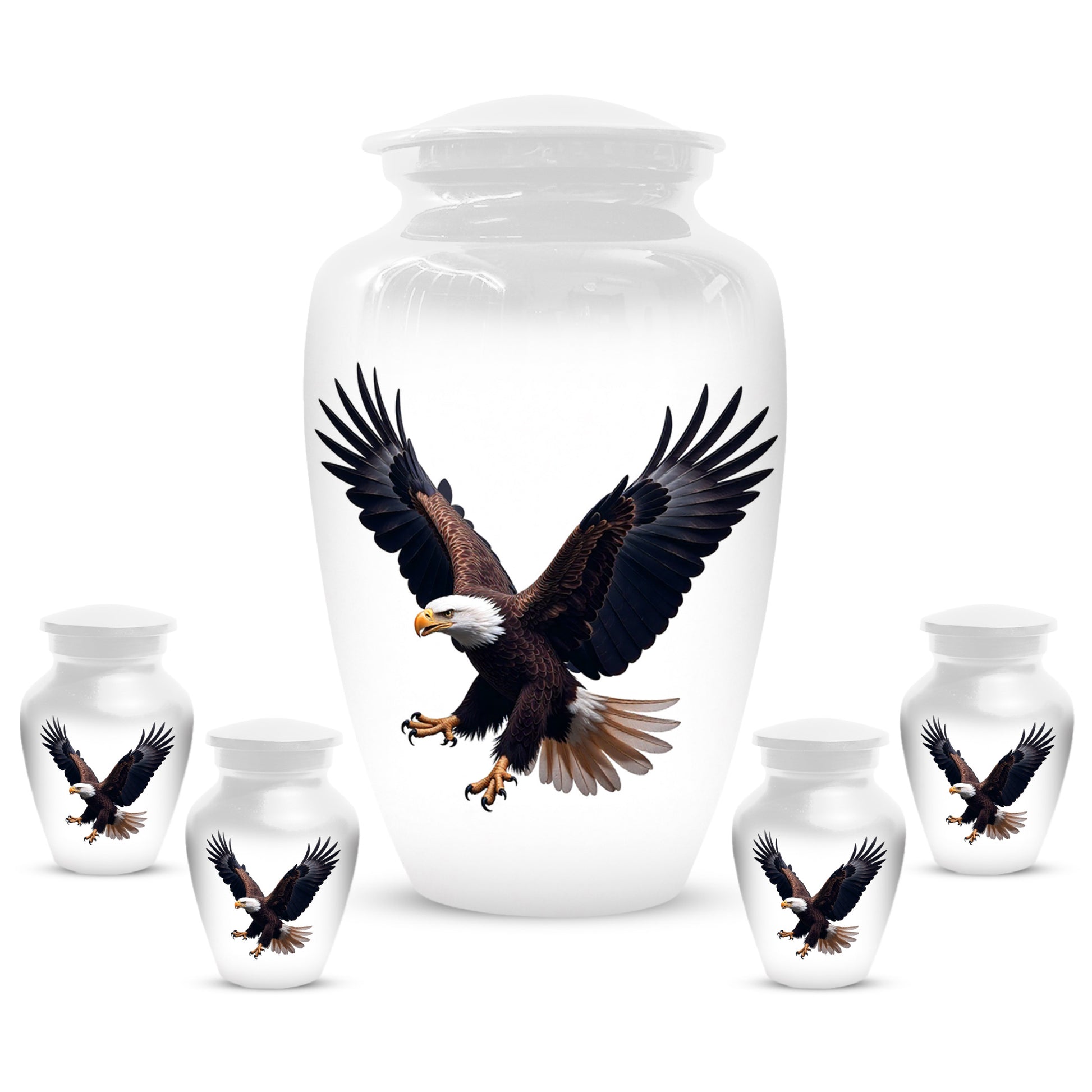 White Eagle Urn for Human Ashes | Elegant White Eagle Adult Cremation Urn Memorial