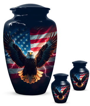 Patriotic Eagle Urn for Human Ashes | American Flag Eagle Adult Cremation Urn Memorial