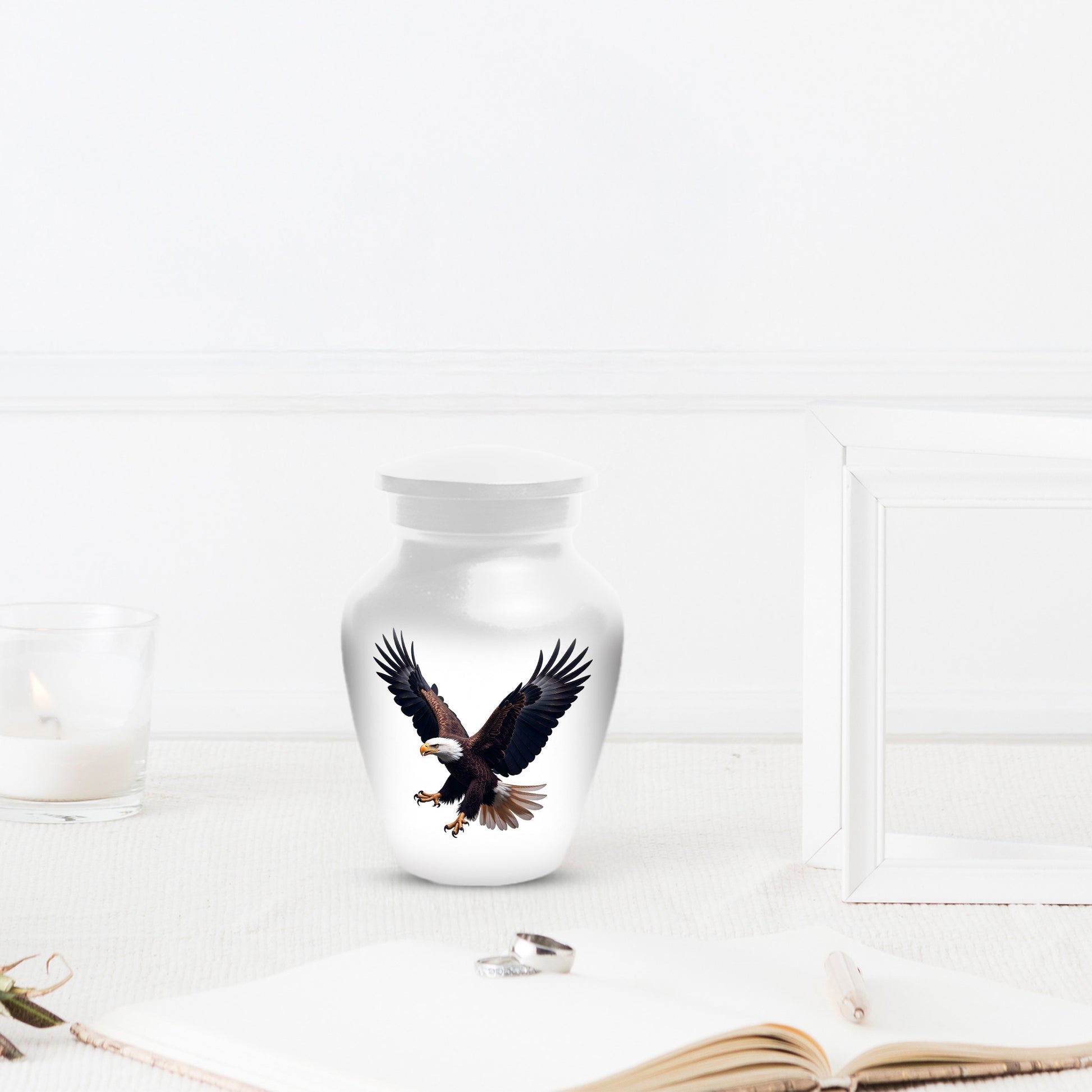 White Eagle Urn for Human Ashes | Elegant White Eagle Adult Cremation Urn Memorial
