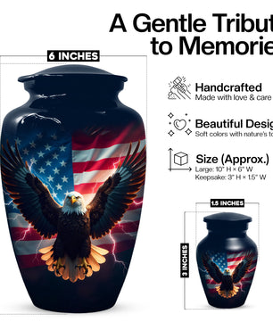 Patriotic Eagle Urn for Human Ashes | American Flag Eagle Adult Cremation Urn Memorial