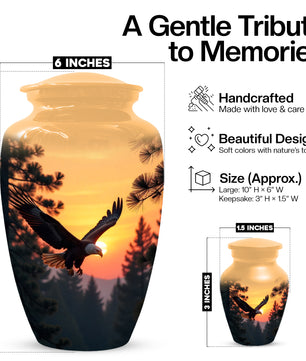 Majestic Eagle Sunset Adult Urn for Human Ashes | Scenic Eagle Adult Cremation Urn Memorial