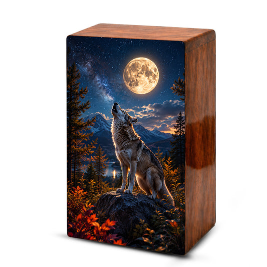 Wolf Urn For Human Ashes Male - Animal Cremation Keepsake Urns For Father