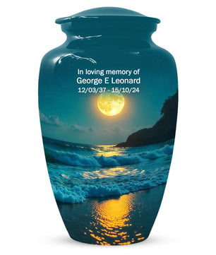 Moonlit Ocean Adult Urn for Human Ashes | Peaceful Coastal Cremation Urn