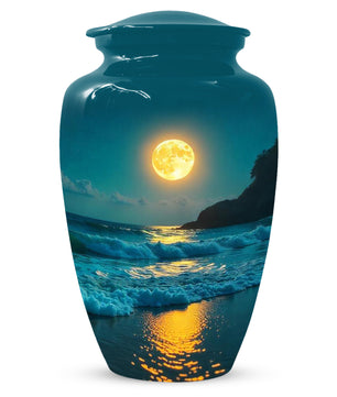 Moonlit Ocean Adult Urn for Human Ashes | Peaceful Coastal Cremation Urn