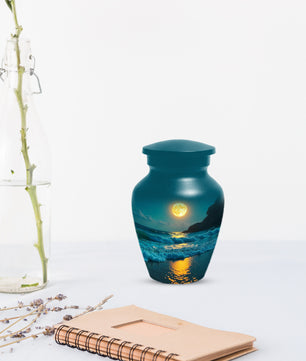 Moonlit Ocean Adult Urn for Human Ashes | Peaceful Coastal Cremation Urn
