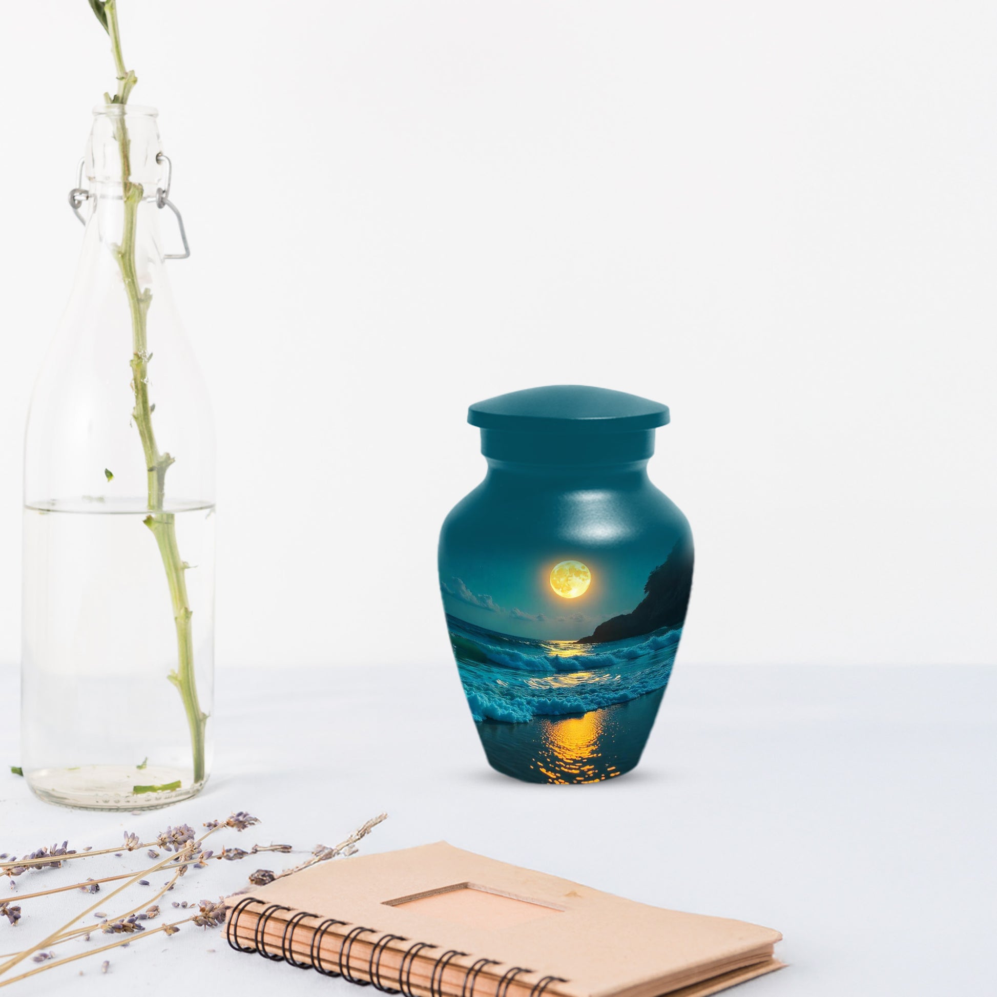 Moonlit Ocean Adult Urn for Human Ashes | Peaceful Coastal Cremation Urn