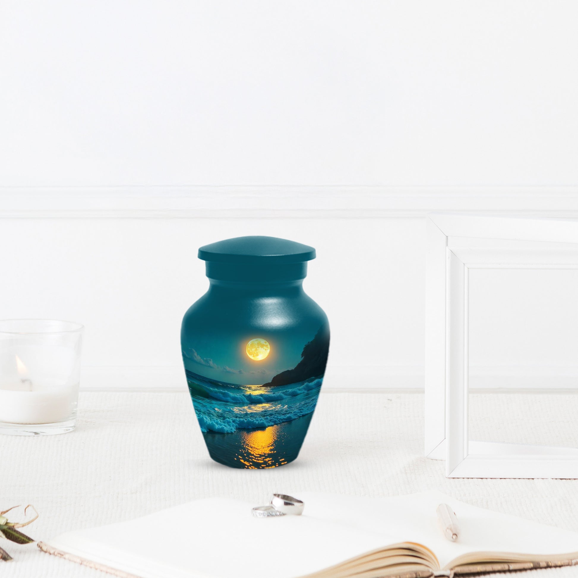Moonlit Ocean Adult Urn for Human Ashes | Peaceful Coastal Cremation Urn
