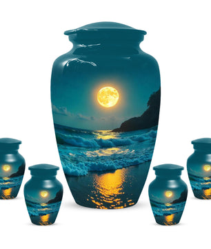 Moonlit Ocean Adult Urn for Human Ashes | Peaceful Coastal Cremation Urn