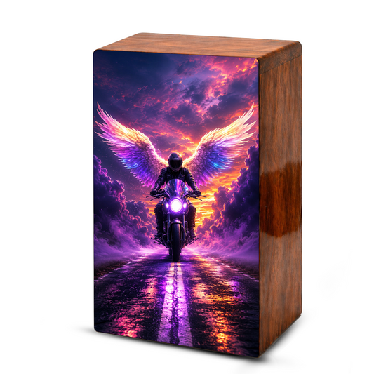 Angel Motorcycle Urn For Dads Ashes - Personalized Biker Memorial Urns For Male