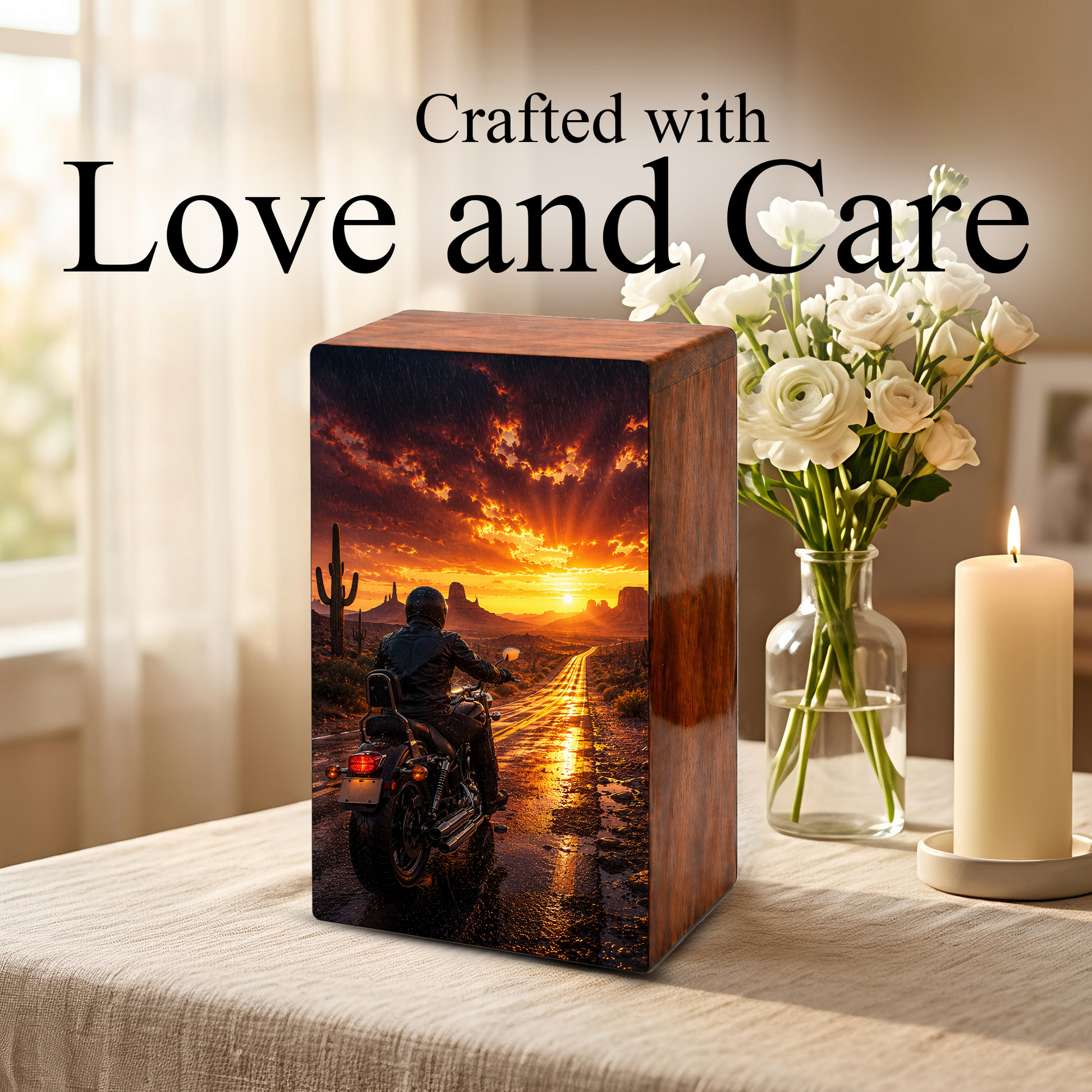 Motorcycle Urn For Dads Ashes - Personalized Bike Rider Remembrance Urns For Male
