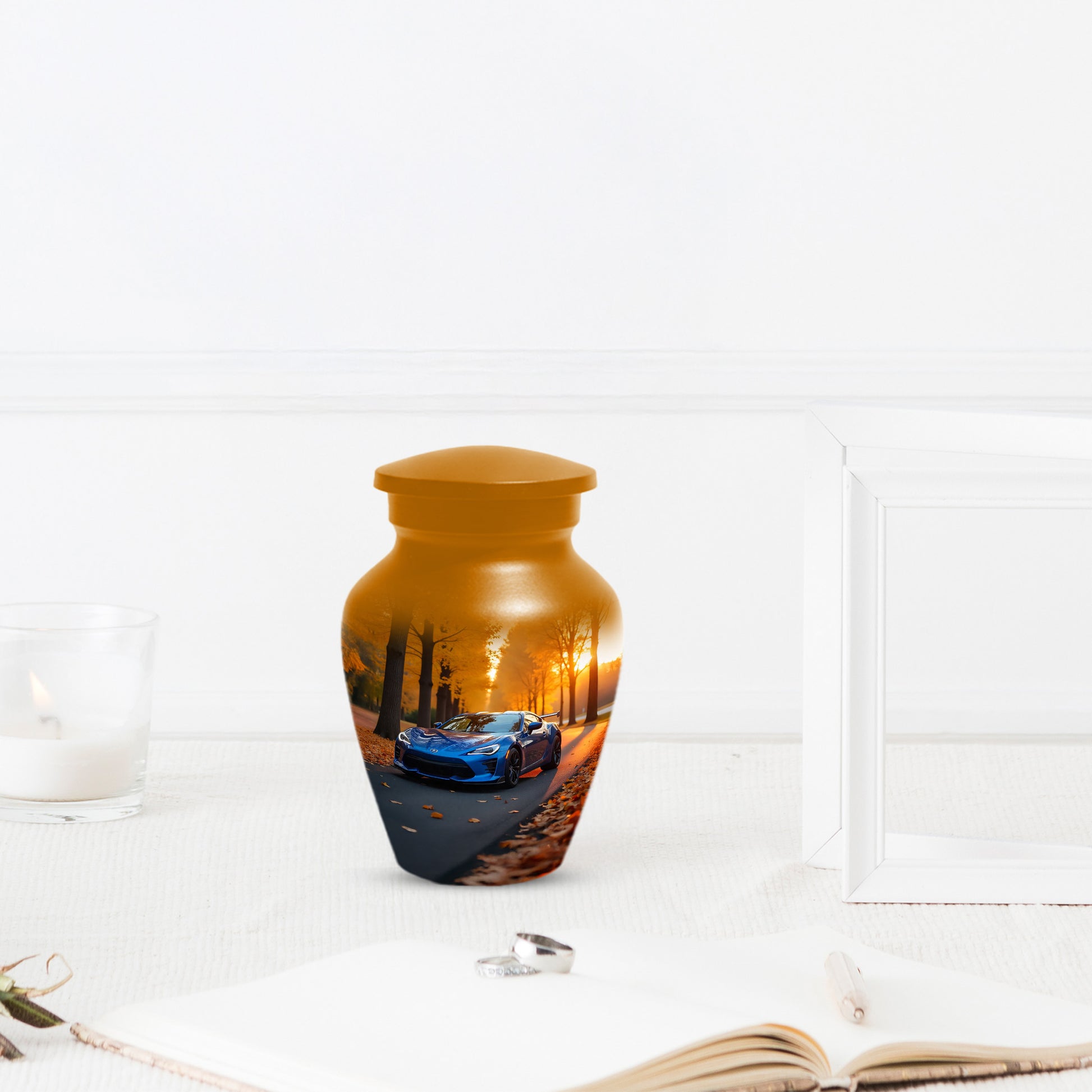 Blue Sports Car Urn for Adult Ashes | Luxury Adult Cremation Urn Memorial
