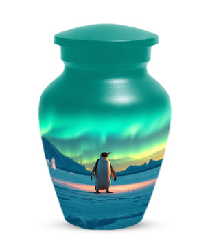 Northern Lights Penguin Urn for Mom – Personalized Penguin Cremation Urn for Ashes