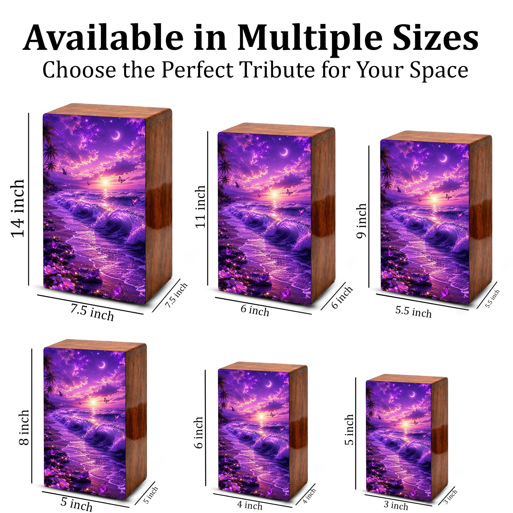 Butterfly Ocean Urn For Ashes - Purple Beach Small Urns For Men and Women