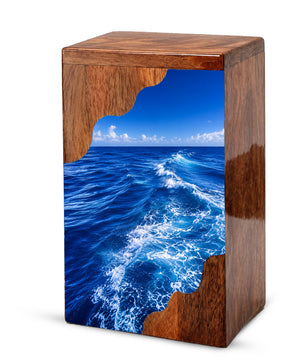 Endless Ocean Wooden Cremation Urn – Personalized Memorial Urn for Human Ashes
