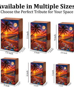 Beach Themed Mini Urn – Moonlit Ocean Memorial Urn for Human Ashes