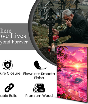 Pink Ocean Urn For Ashes - Beach Small Urns For Men and Women