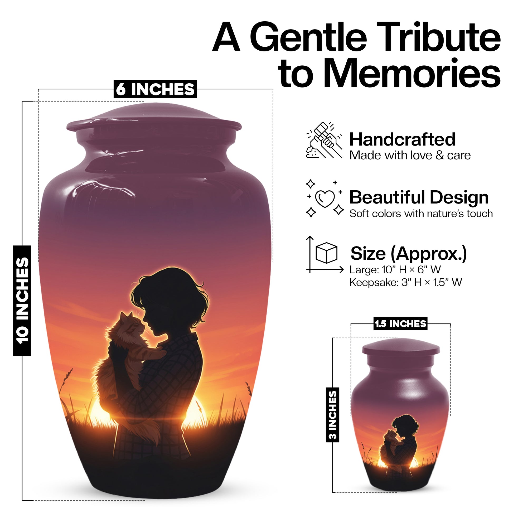 Cat Urn for Mom & Women | Beautiful Cat Cremation Urn for Female Ashes