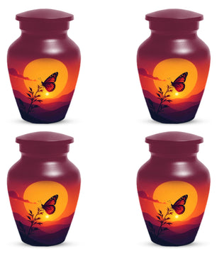 Orange Sunset Butterfly Adult Urn for Human Ashes | Elegant Butterfly Cremation Urn