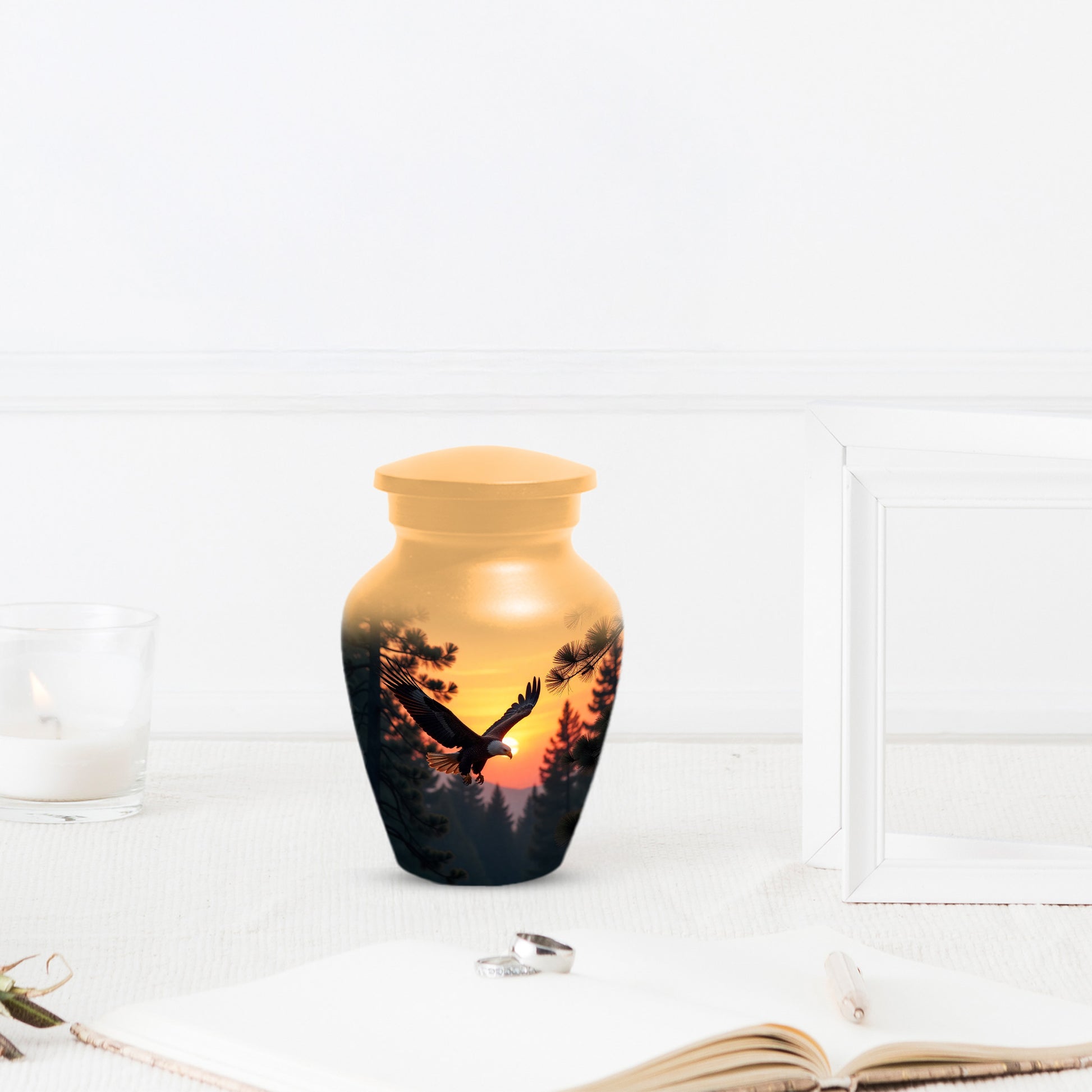 Majestic Eagle Sunset Adult Urn for Human Ashes | Scenic Eagle Adult Cremation Urn Memorial