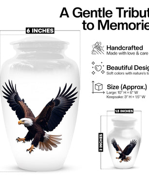 White Eagle Urn for Human Ashes | Elegant White Eagle Adult Cremation Urn Memorial