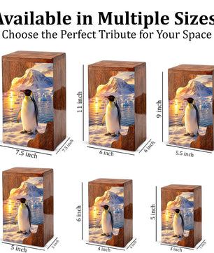 Wooden Cremation Urn for Human Ashes | Penguin Wooden Memorial Urn
