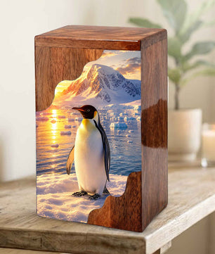 Wooden Cremation Urn for Human Ashes | Penguin Wooden Memorial Urn