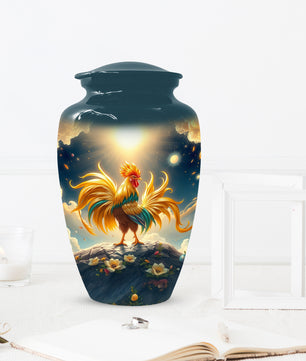 Rooster Memorial Urn for Ashes - Personalized Cremation Keepsake for Dad | Chicken Funeral Urns for Father