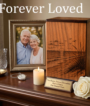 Sunset Beach Wooden Urn For Human Ashes – Custom Engraved Ocean Cremation Urn