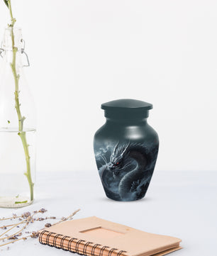 Black Dragon Urn for Human Ashes | Adult Cremation Urn | Mystical Dragon Memorial Funeral Urn