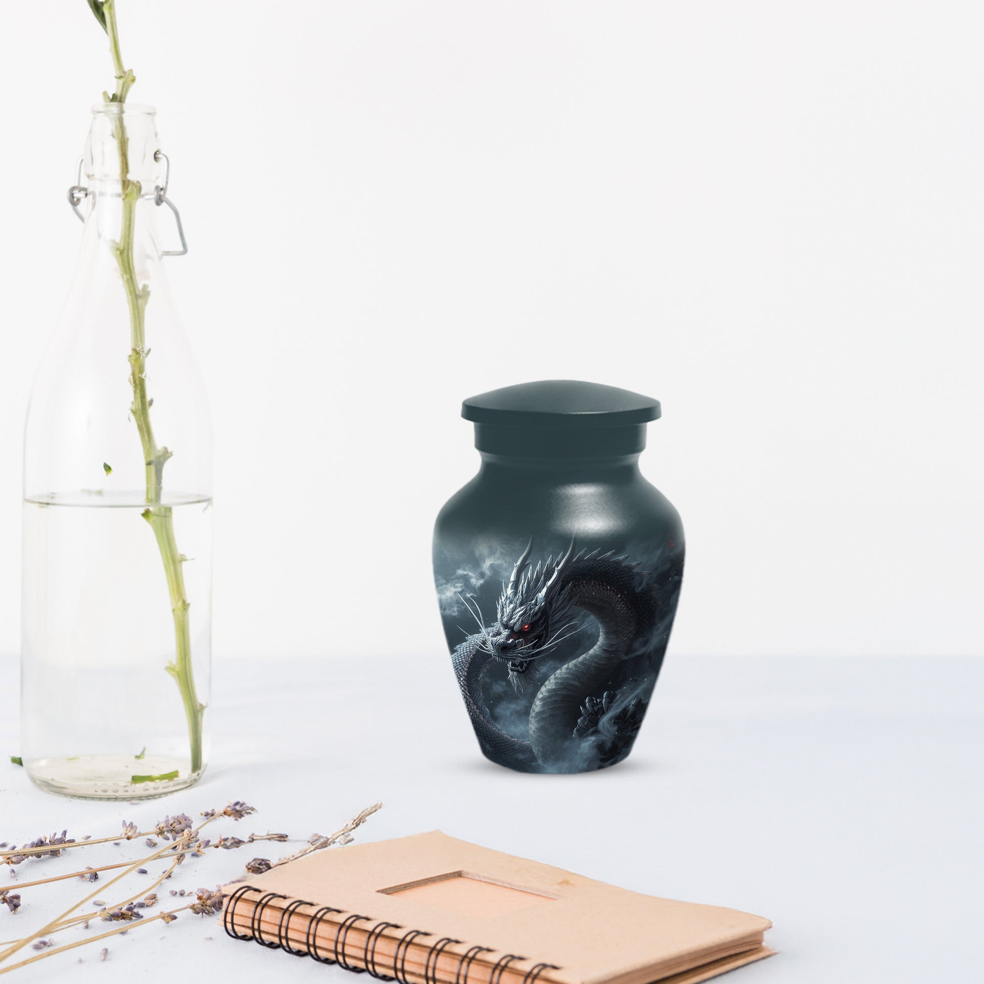 Black Dragon Urn for Human Ashes | Adult Cremation Urn | Mystical Dragon Memorial Funeral Urn