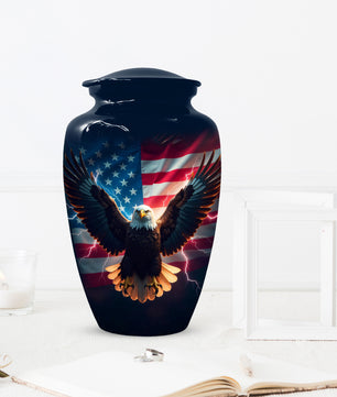 Patriotic Eagle Urn for Human Ashes | American Flag Eagle Adult Cremation Urn Memorial