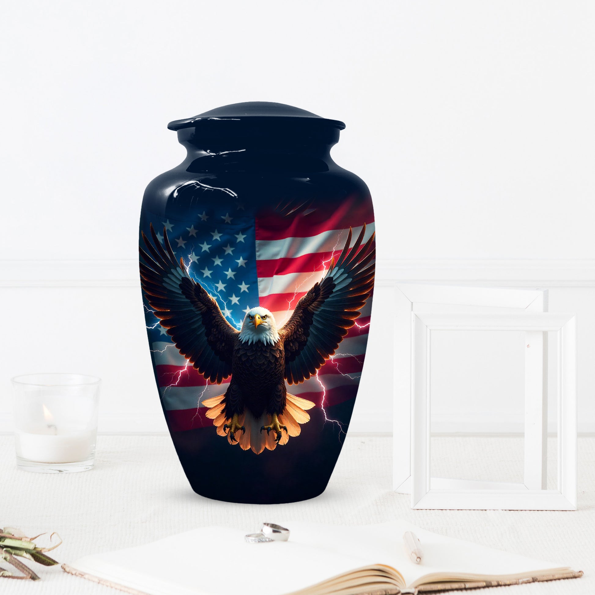 Patriotic Eagle Urn for Human Ashes | American Flag Eagle Adult Cremation Urn Memorial