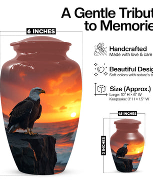 Eagle Sunset Urn for Human Ashes | Majestic Eagle Adult Cremation Urn