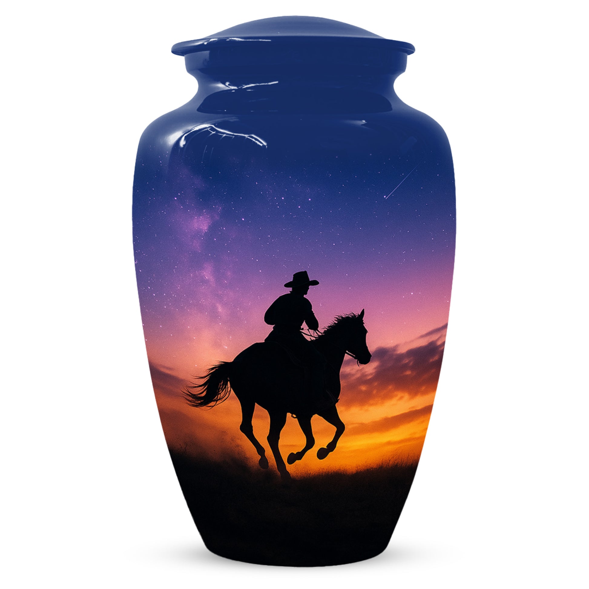 Cowboy Sunset Urn for Adult Ashes | Western Cowboy Urn for Dad