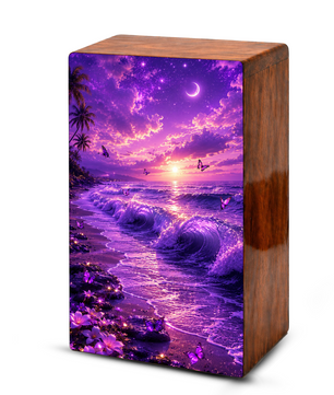 Butterfly Ocean Urn For Ashes - Purple Beach Small Urns For Men and Women