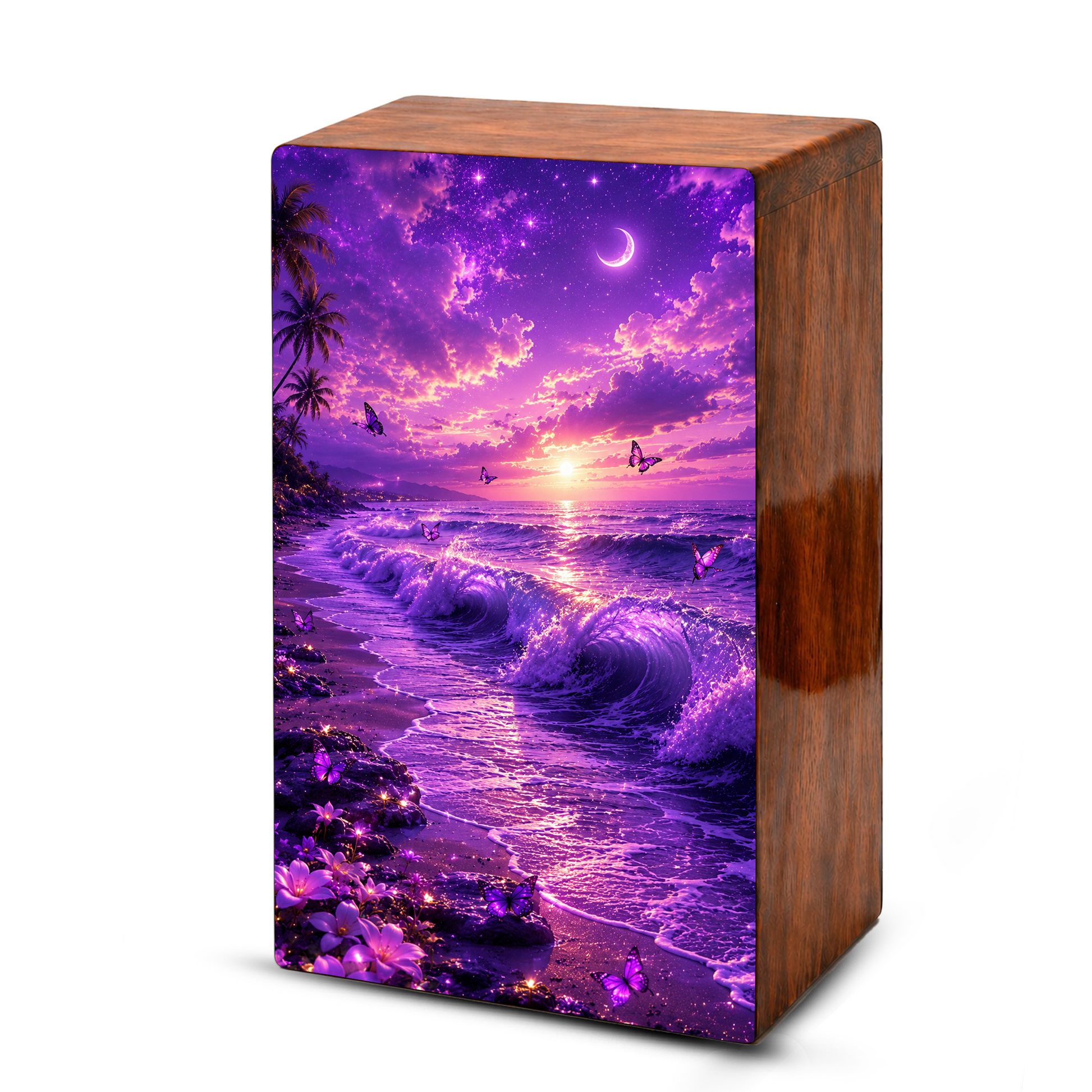 Butterfly Ocean Urn For Ashes - Purple Beach Small Urns For Men and Women
