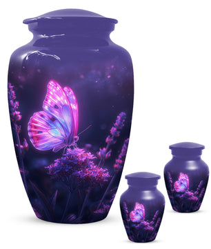 Purple Pink Butterfly Urn for Human Ashes | Elegant Purple Pink Butterfly Cremation Urn