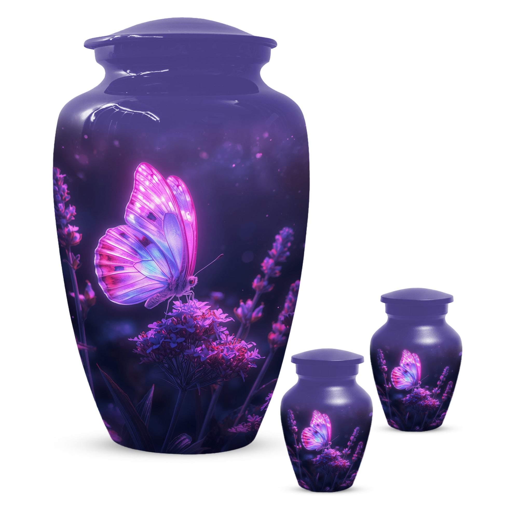 Purple Pink Butterfly Urn for Human Ashes | Elegant Purple Pink Butterfly Cremation Urn